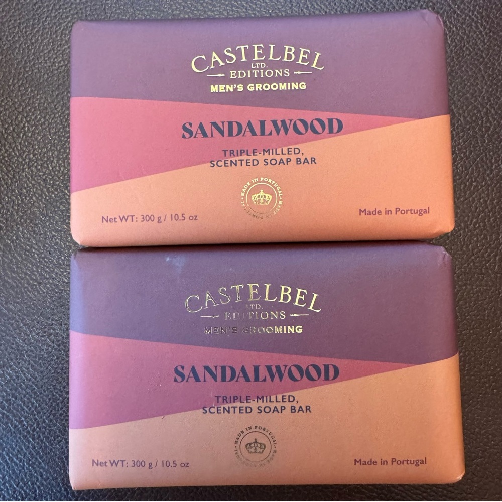 2 Castelbel Men's Exclusive SANDALWOOD Soap 10.5 oz ea NEW